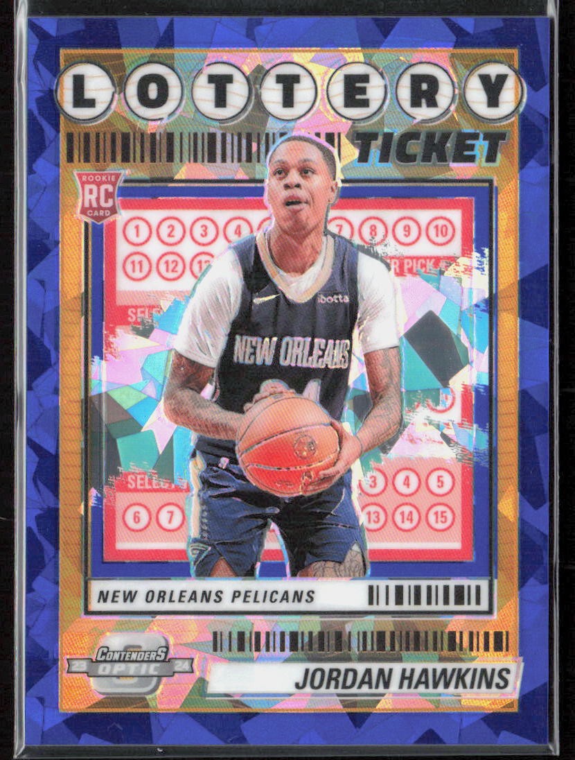 2023-24 Contenders Optic Jordan Hawkins Lottery Ticket Blue Ice /75