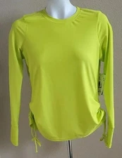Womens Wave Zone Sulphur Ruched Long Sleeve RASH GUARD Shirt Size S/M M/L NWT
