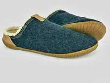 Glerups Men's Wool Slip-On Slippers Gray Rubber Sole Comfort
