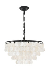 Chandelier Black Pendant Shell Shade Living Dining Room or Kitchen Island 20"