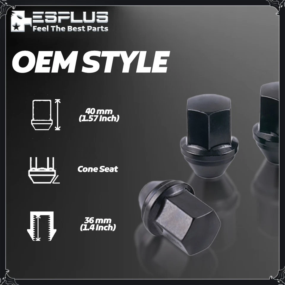 24Pc Ford OEM Cone Seat Lug Nut Black M14x1.5 Fit2015-2026 Expedition/F150/Lobo - Image 3 of 4