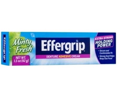 Effergrip Denture Adhesive Cream Extra Strong Holding Power 1.5 oz - Minty Fresh
