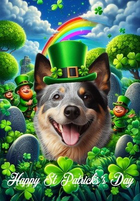 Australian Cattle Dog Happy St Patrick's Day Flag