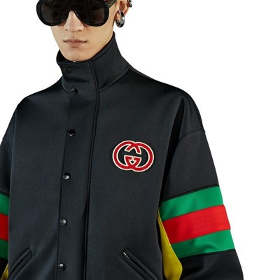 Authentic Men's Gucci Black Web Stripe Light Neoprene Jacket