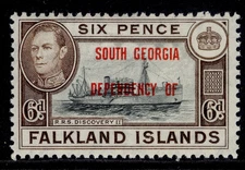 FALKLANDS - South Georgia GVI SG B6a, 6d blue-black & brown, M MINT. Cat £12.