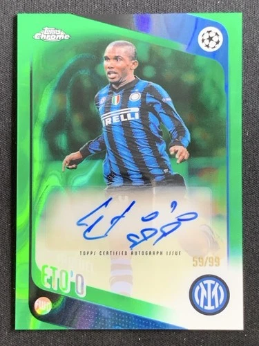 Samuel Eto'O 2025-26 Topps Chrome UCC Green Lava Refarctor Auto /99 #CLA-SE