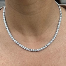 925 Silver EVS Round Cut Lab Grown Diamond Tennis Necklace for Women's 9Ct 15 "