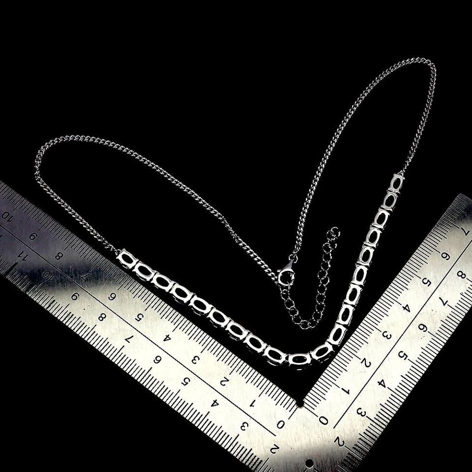 925 Argento Sterling Collana Ovale Topazio 6x4mm Naturale Gemma Gioielli 40.6cm - Immagine 3 di 4