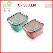 Freshmage Salad Lunch Containers To Go, 2 Pack 52-oz Bowls with 3 Compartments, 