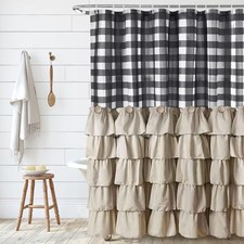 Farmhouse Shower Curtain Set with 12 Hooks 72"W x 72"L Pack of 1 Natural