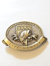 BASS Anglers Sportsman Society Life Member Belt Buckle Fishing Bronze Vintage