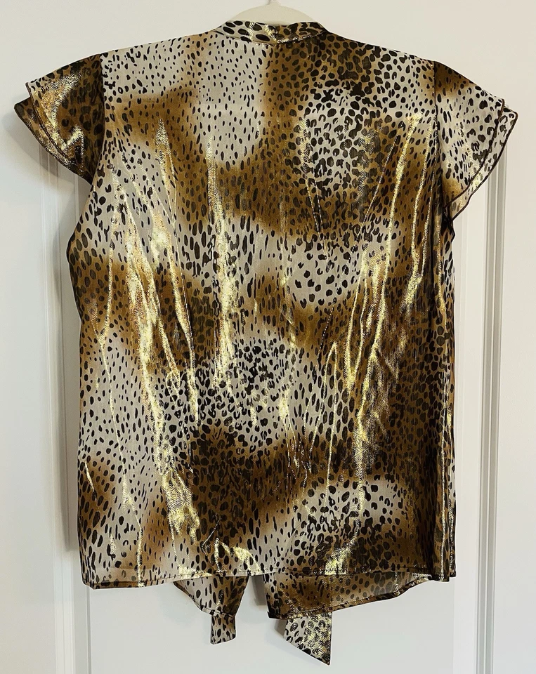 BLUSA TWELFTH STREET BY CYNTHIA VINCENT SEDA/LEOPARDO METÁLICO TAMANHO G - Imagem 4 de 4