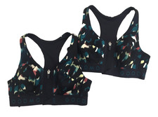 Goodmove Women's Ultimate Sports Bra 2 Pack Navy Mix Abstract Print New F1