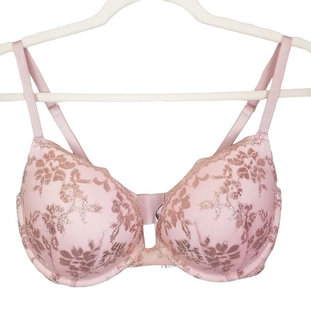 Victoria's Secret Bra Push Up Bra Padded Bra Floral Bra Underwired Bra 34DD Pink