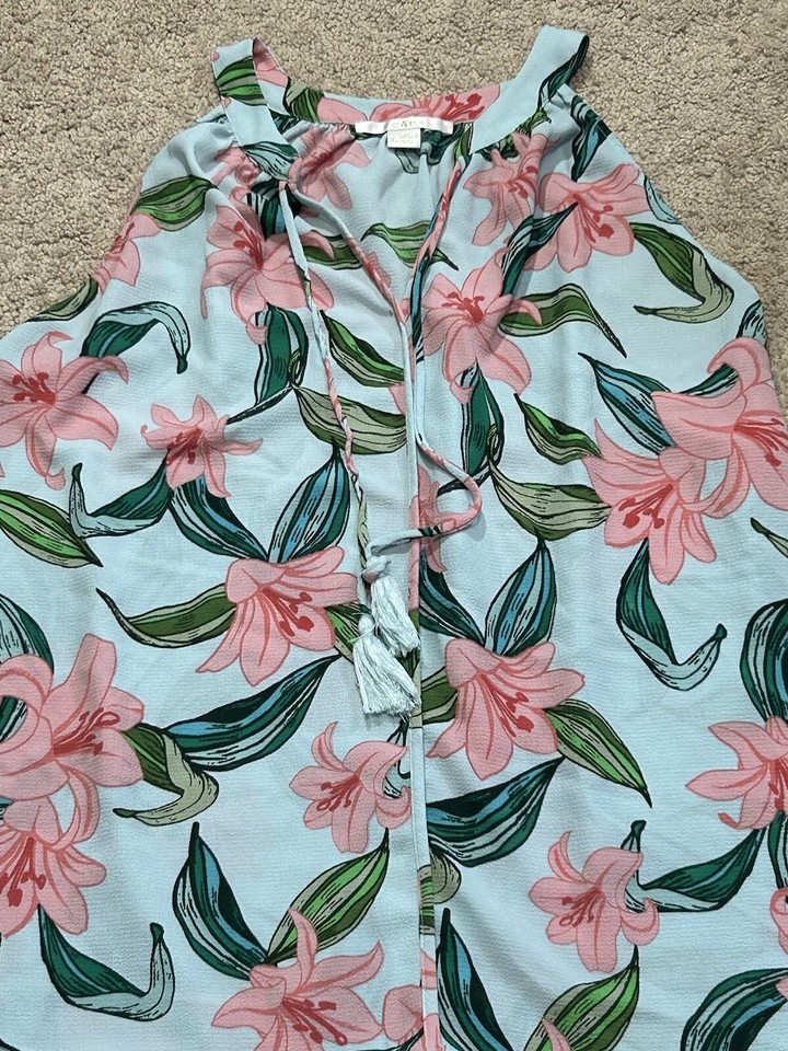 C &amp; E Womens Shirt Size XL Multicolor Floral Print Flowy Tie Front | eBay