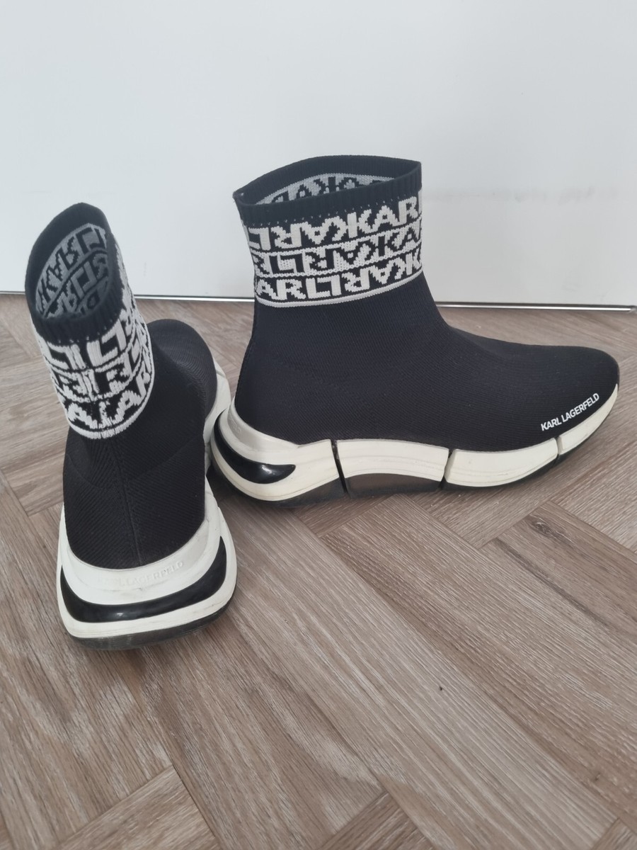 Karl Lagerfeld Quadra Triple Trim Ankle Sock Sneaker Boot Black