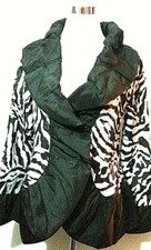 Jerry T Women Zebra Print Jacket Medium M 10 12 Black White Animal Print Jacket