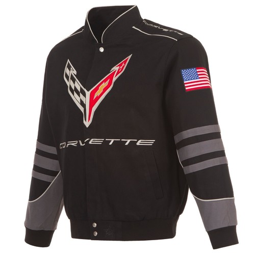 Auténtica Chaqueta de Algodón Bordada Corvette Racing Diseño JH Negra - Imagen 3 de 7