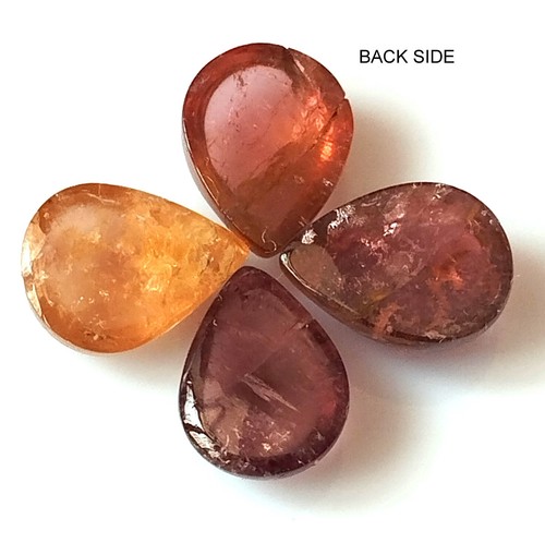 Natural Multi Color Tourmaline Cabochon 8X6 mm Pear Untreated Gemstone 4 Pieces - Picture 5 of 5