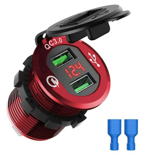 Dual QC 3.0 Ports USB Car Charger Adapter Socket Power LED Digital Display BU - Zdjęcie 10 z 14