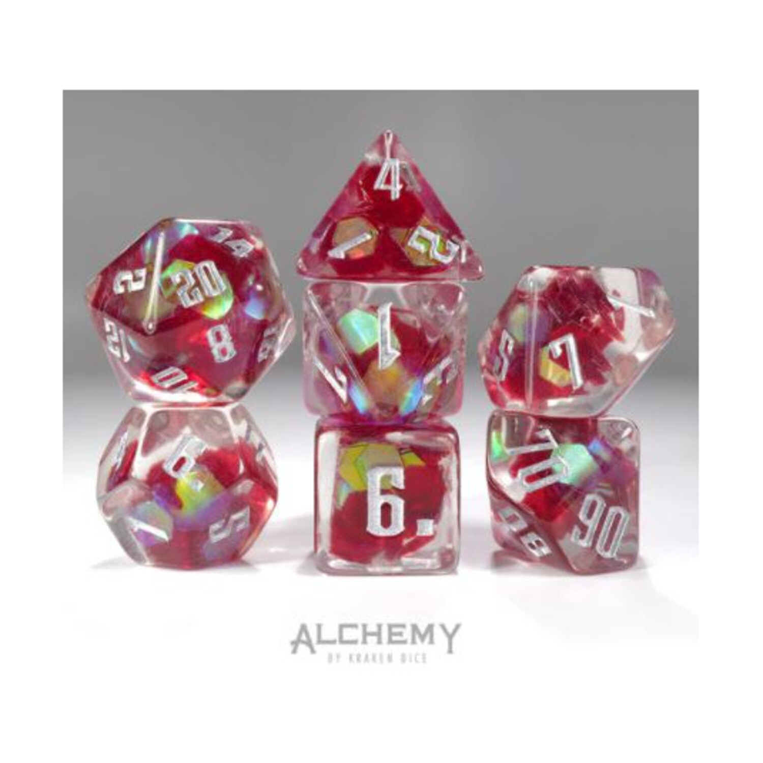 Kraken Dice Dice Poly Set Exotic Red Galaxy w/Silver (7) New eBay