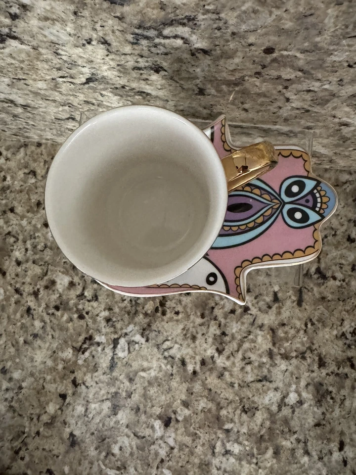 Taza de café de cerámica Nazar Evil Eye 200 ml Hamsa platillo de mano plato taza bebida taza de té Foto 2 de 4