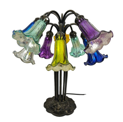 River Of Goods Tiffany Insp Multicolor Mercury Glass 10 Lts Lily Table Lamp 21''