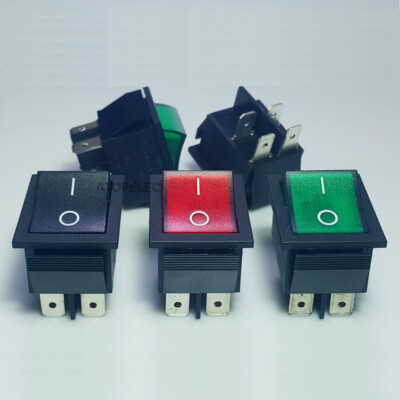 Mains 4pin DPST Snap-in ON-OFF illuminated Light Rocker Switch 250V 16A SOKEN