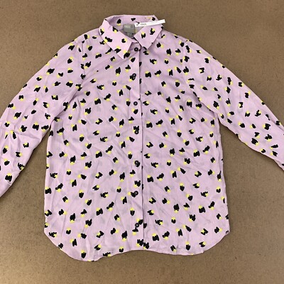 Asos Petite Women's Size 4 Lilac Stars Long Sleeve Button Front Blouse NWT