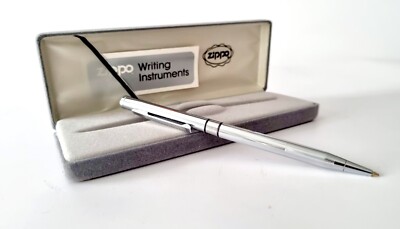 Vintage 1990s Zippo Ballpoint Pen NIB Stainless Steel Chrome Twist