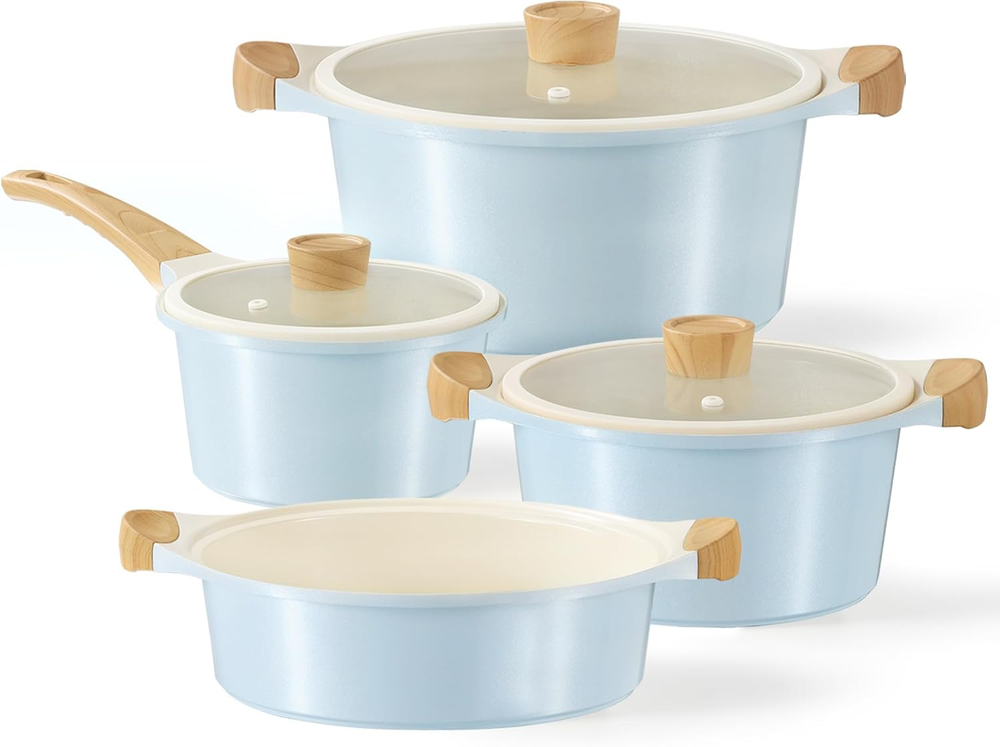 Ceramic Pots and Pans Set, Cookware Set 7 Piece Non-Toxic Healthy Non Stick Cook