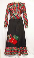VTG Tumbleweeds 12 Plaid Skirt Top Blouse Outfit Set 2 Pc Xmas Red Long Maxi 