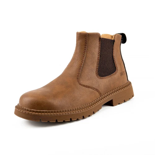 Women Men Leather Brown Safety Boots Work Shoes Steel Toe SlipOn Water Resistant - Bild 22 von 31