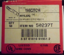 BURNDY YA6C-2TC14 COMPRESSION CABLE LUG 6 AWG 2 HOLE BLUE LONG 