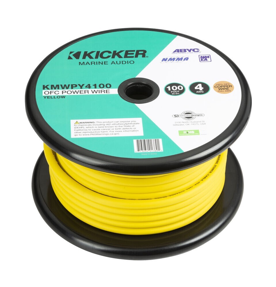 Морской силовой провод Kicker KMWPY4100 желтого цвета длиной 100 футов 4-го калибра 57590₽