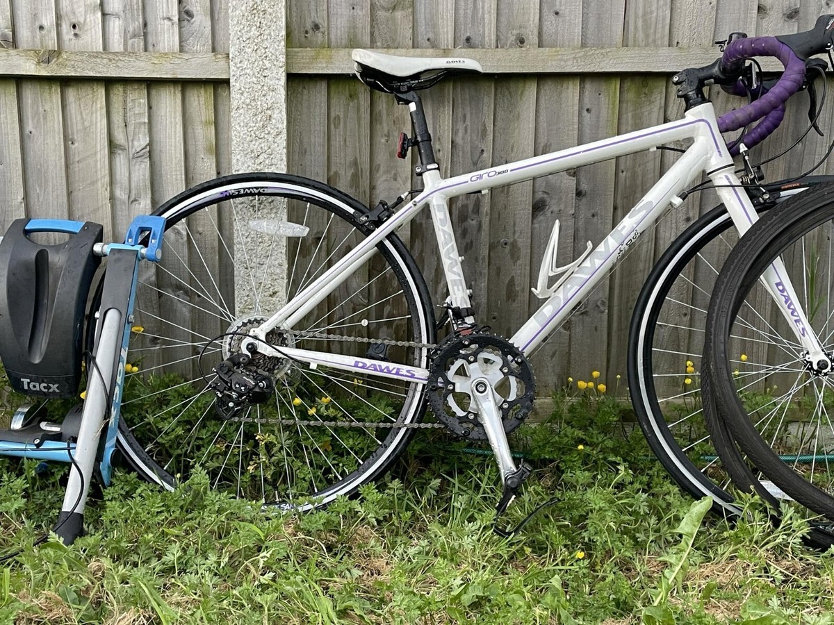 Girls/Ladies Giro 300 Road Bike White Purple With TacX Bluetooth Trainer