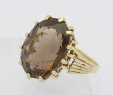 ♦ Ring in 14 kt 14k 585 er Gelb Gold mit Rauchquarz Rauchtopas Gr. 57,5 Goldring