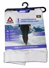 REEBOK Women  s XLarge White Performance Base Layer Pants Warm Warmth Layer