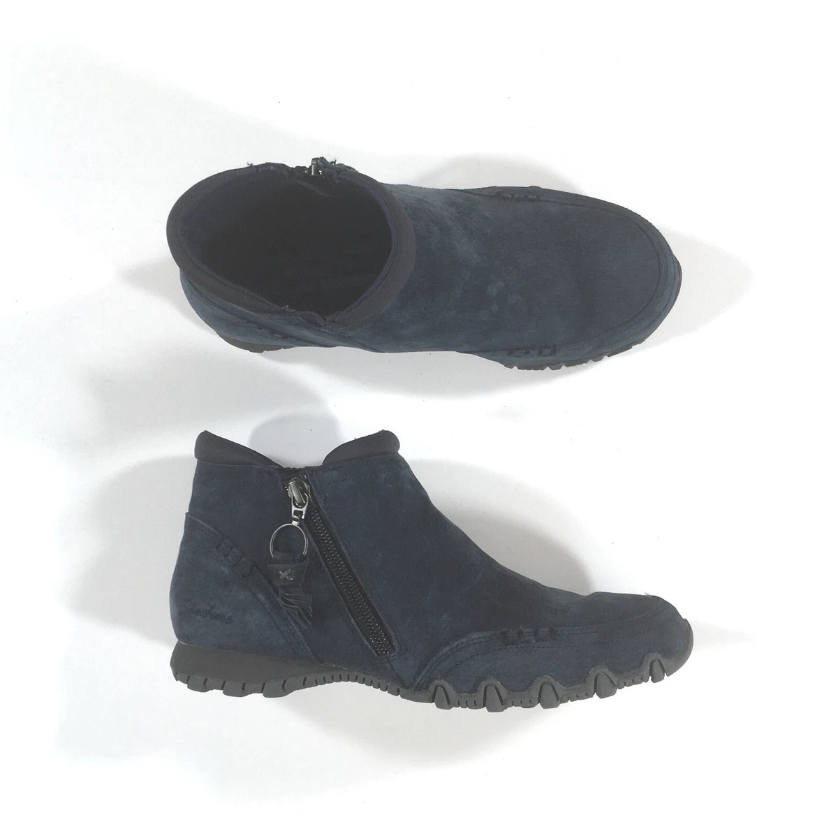 Skechers Zappiest Ankle Boots Womens Size 5.5 Blue Side Zip 49590