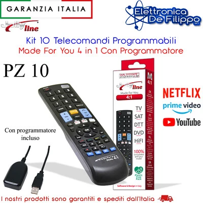JOLLY LINE Kit 10 Telecomandi Programmabili Made For You 4 in 1 Con Programmatore