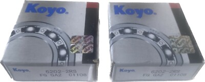 KOYO 2 x 6202-2RS / C3 2 RUBBER SHIELDED BALL BEARING 15mmx35mmx11mm NEW