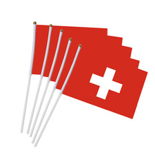 H 10pcs Switzerland Hand Waving Flags 14x21 cm, Polyester, National Flag for Decor