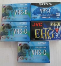 lot of 5 sealed VHS-C tapes 3 TDK 1 Sony 1 JVC