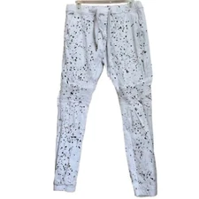 Demolition Young Men’s Customized White Multi Painted Fashion Joggers Sz-L