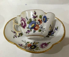 Dresden Porcelain Hand painted helena wolfsohn cup & saucer quatrefoil