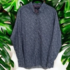 Ted Baker Blue Leopard Print Long Sleeve Chic Careerwear Buttondown Size 4