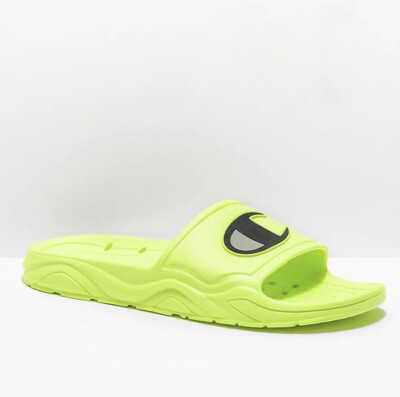 Champion Men’s Sz 10 Hydro C Side Sandals Neon Yellow Green NIB