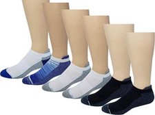 Dr. Motion 6 Pairs Men's Low Cut Cushioned Breathable Compression Ankle Socks