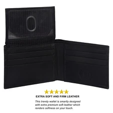Genuine Leather Slim Bifold Wallets For Men With Flip-Up ID Window RFID Blocking
