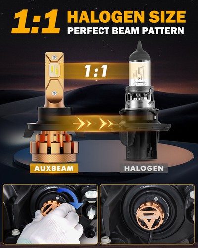 AUXBEAM H13 9008 LED Headlight Bulbs High Low Dual Beam 90W 20000LM CANBUS White - Picture 8 of 22